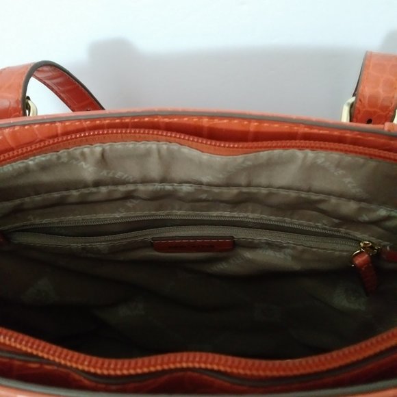 Anne Klein Orange Crocodile Embossed Tote Bag - Picture 9 of 16